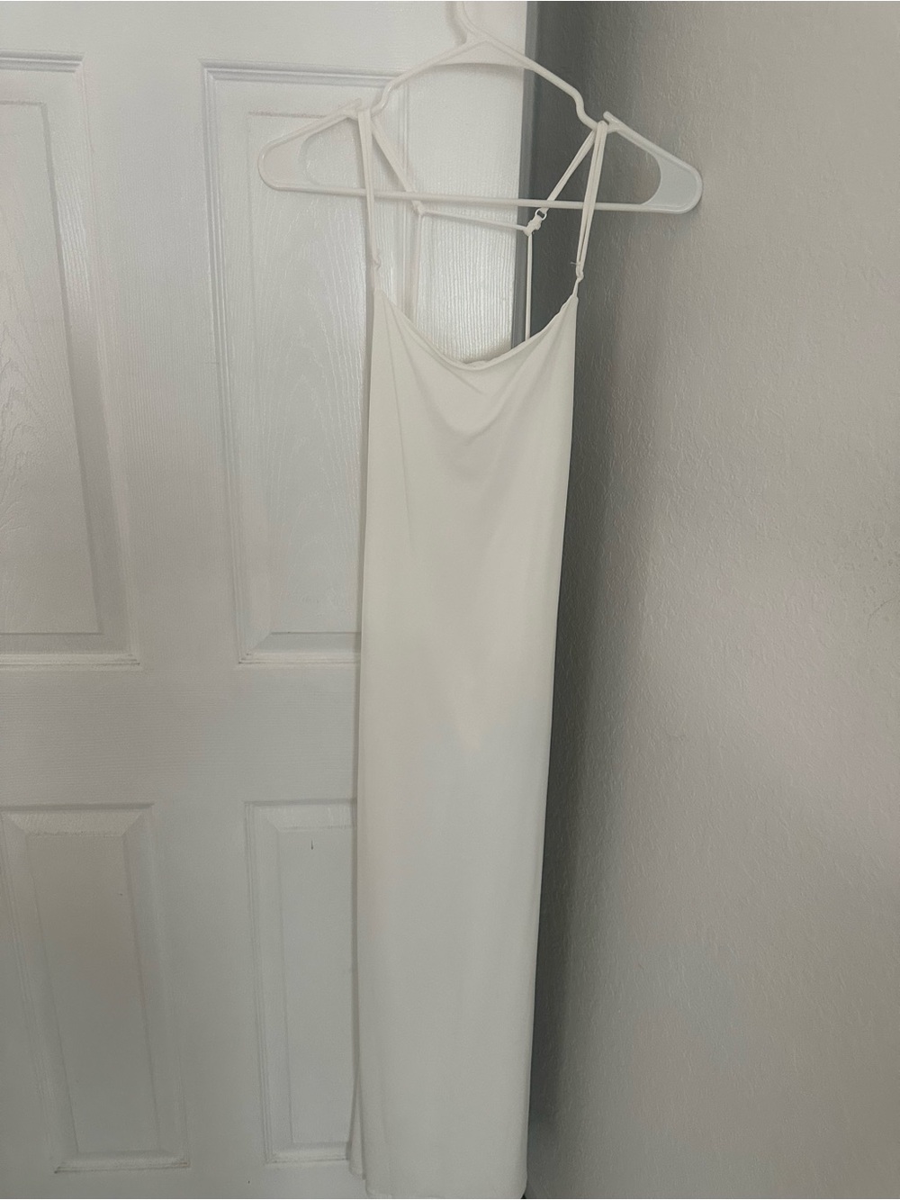 Bershka One-Shoulder Cream Slip Dress